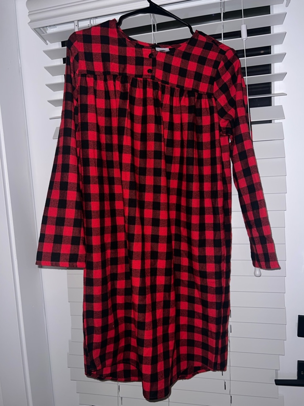 Lands' End Red and Black Buffalo Plaid Nightgown